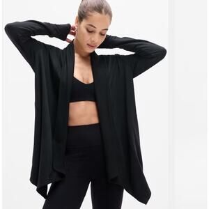 Athleta Pranayama Restore Wrap Black Soft Light‎ Jacket Pockets Thumbholes XL